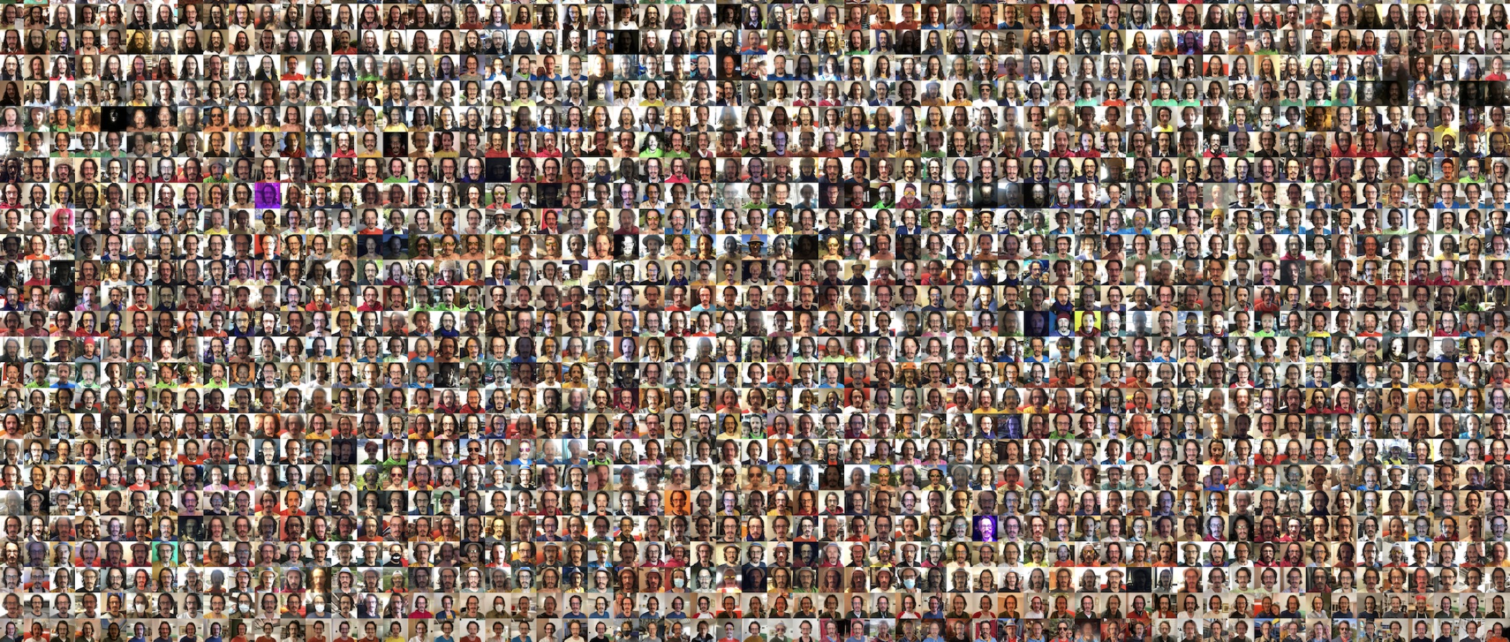 Grille de plusieurs centaines de selfies quotidiens, 2012-2026