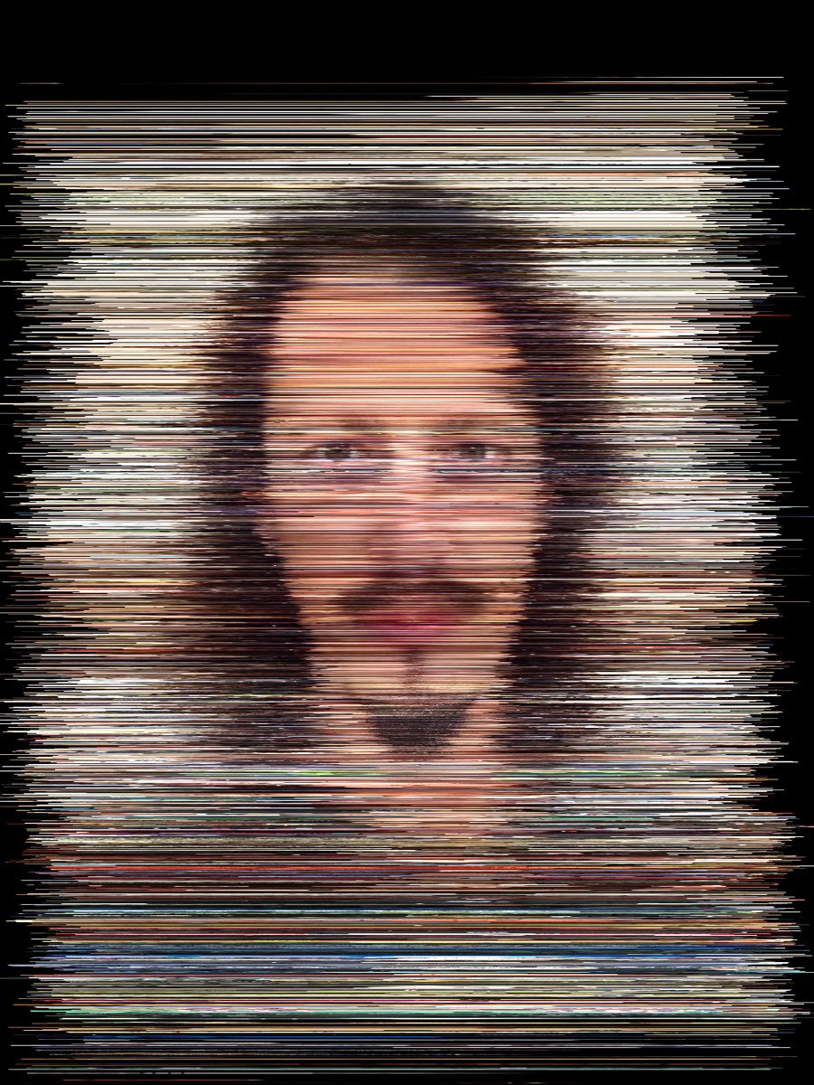 Visage recomposé à partir de lignes prélevées dans le temps