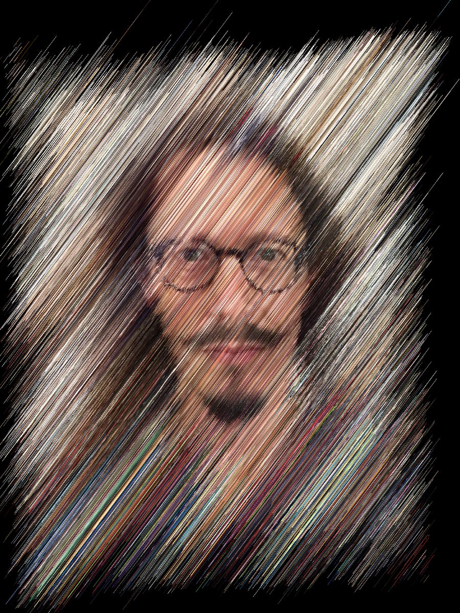 Visage recomposé à partir de lignes et de colonnes prélevées dans le temps