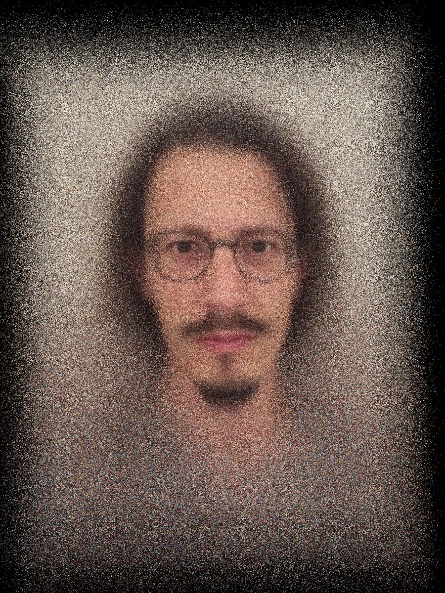 Visage recomposé à partir d'un pixel tiré au hasard dans chaque selfie